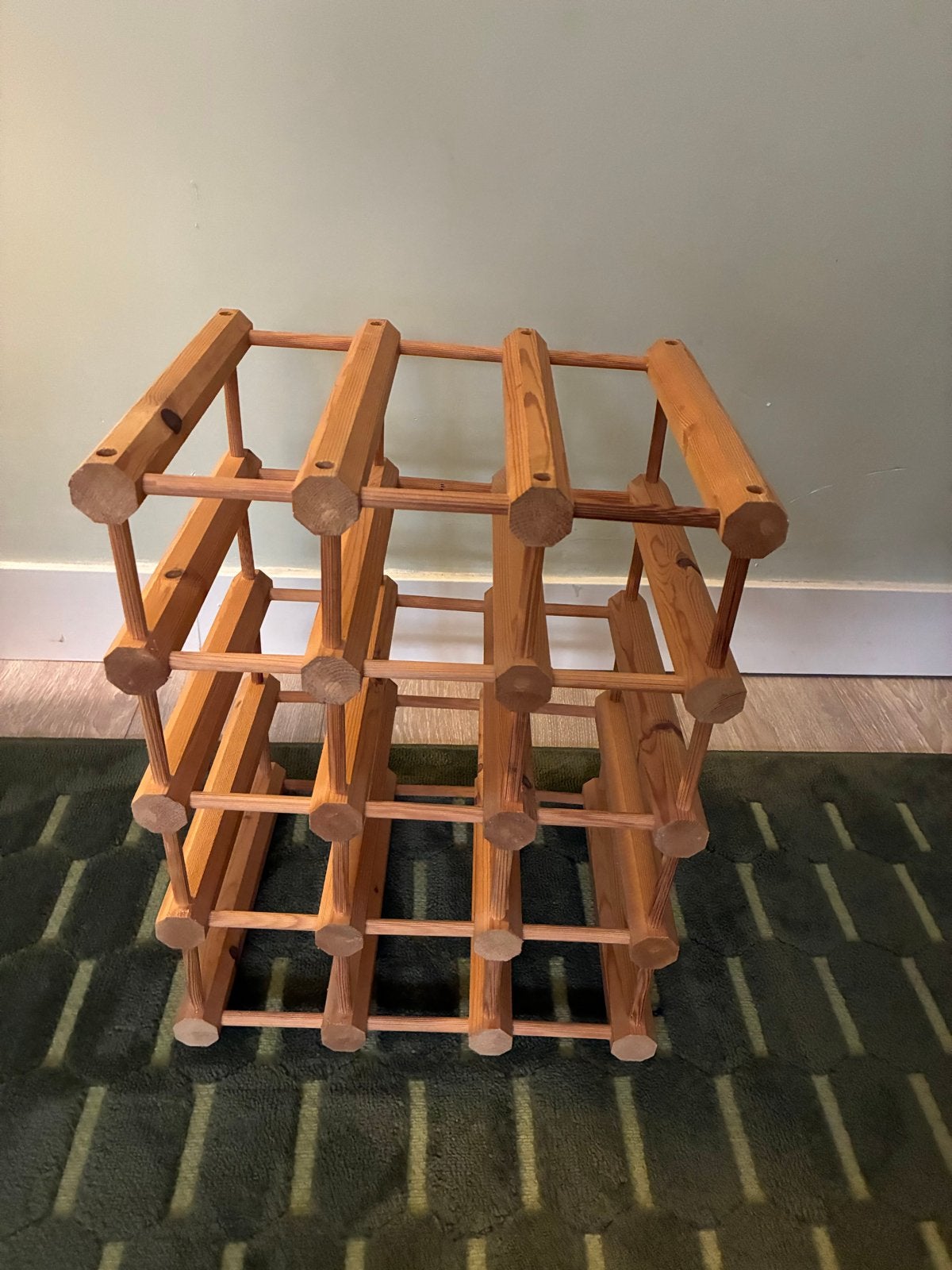 Vintage houten wijnrek voor 12 flessen - Nissen stijl, Ophalen, Gebruikt, 5 tot 15 flessen, Minder dan 50 cm