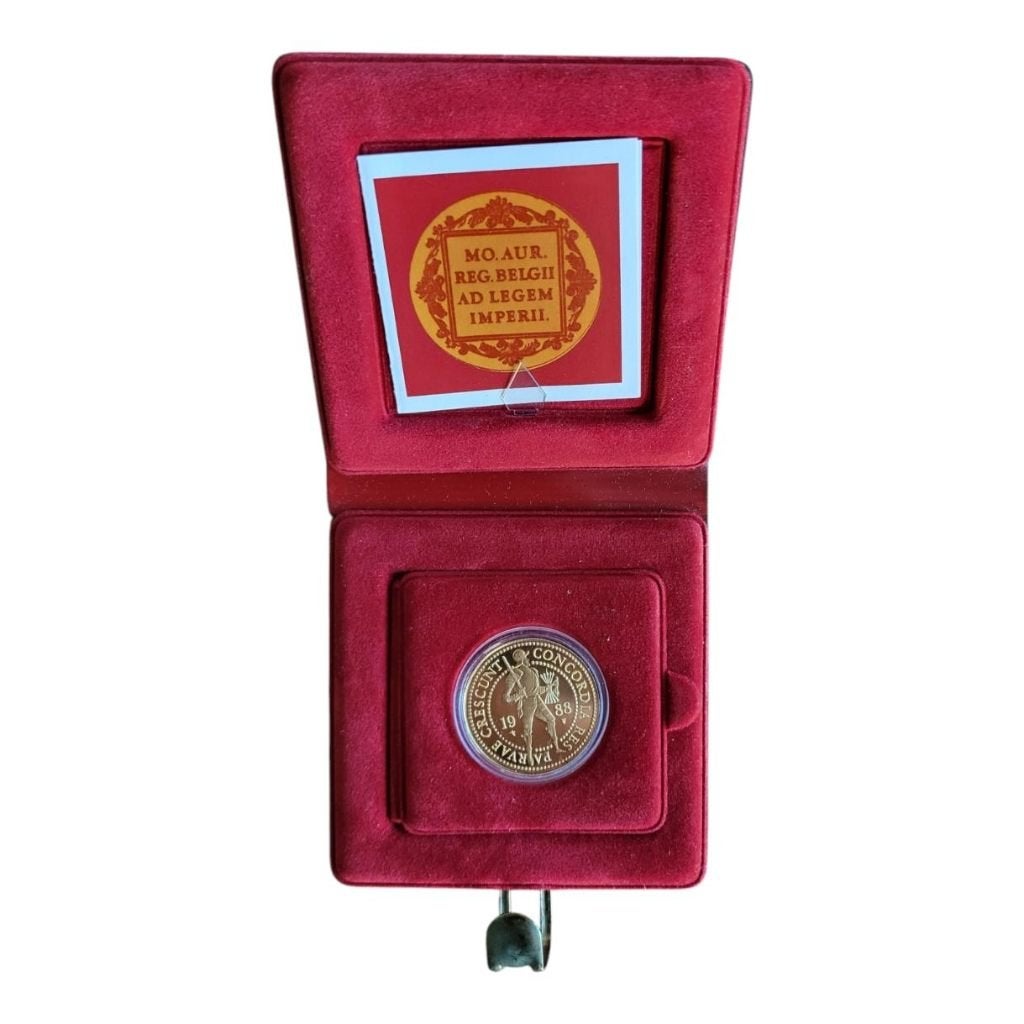 Nederland Gouden Dubbele Dukaat 1988 in cassette, Ophalen of Verzenden, Goud
