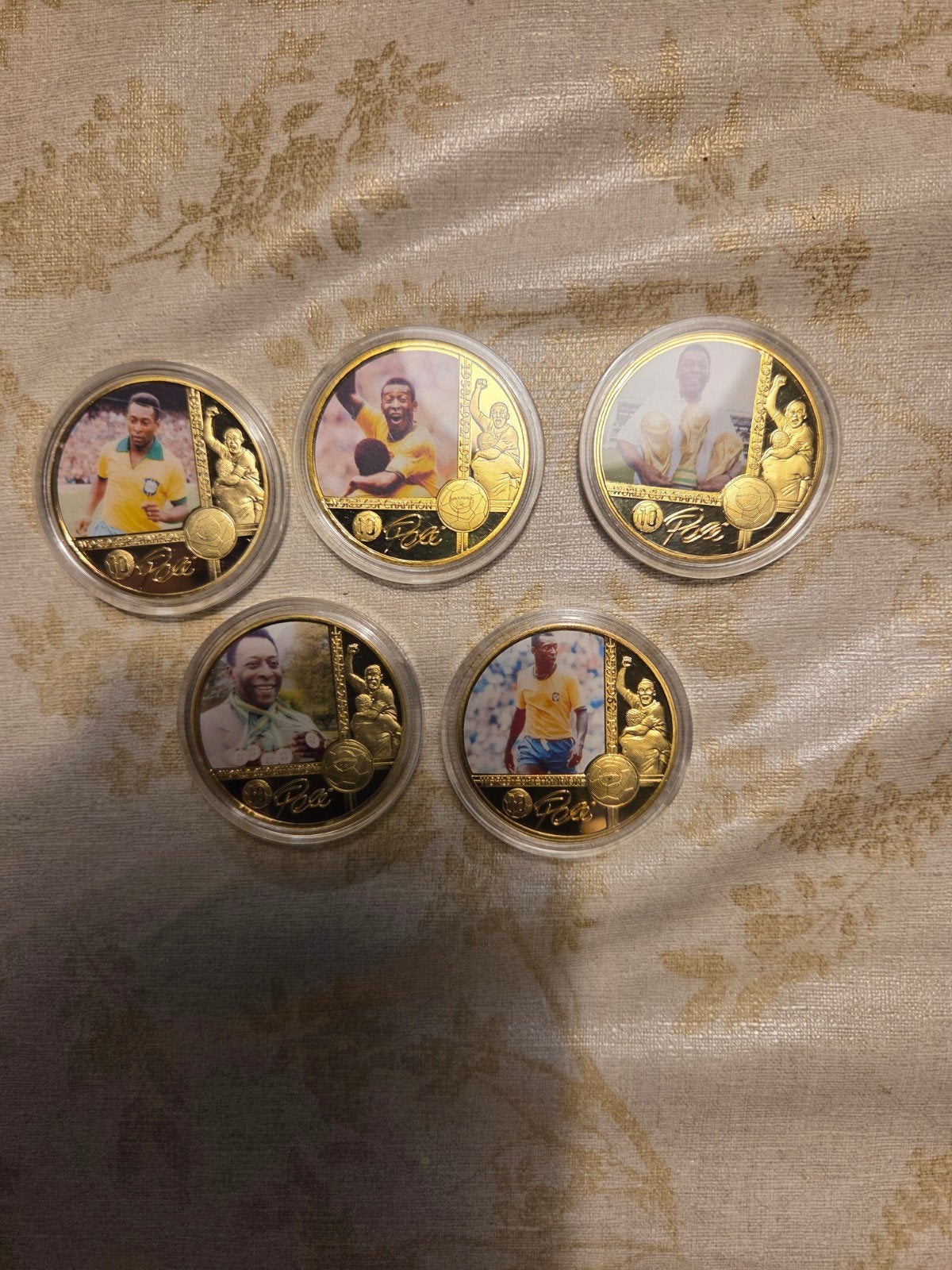 Set van 5 Pelé World Cup Champion herdenkingsmunten, Ophalen of Verzenden, Overige waardes, Setje