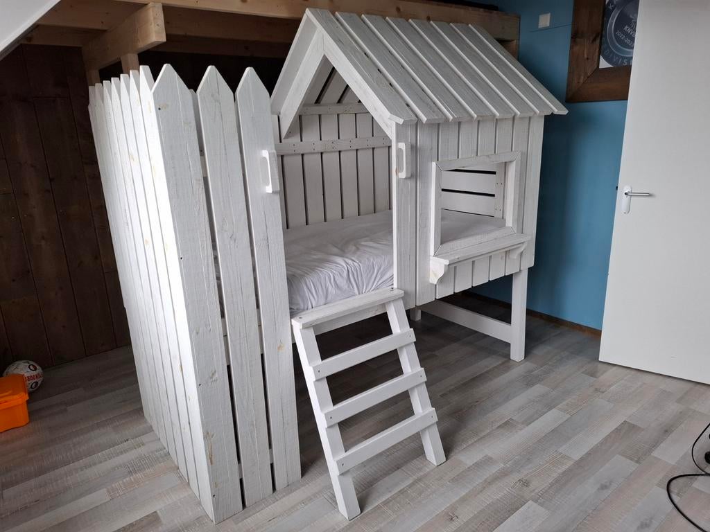 Halve hoogslaper huisje wit, Ophalen, Gebruikt, Eenpersoons, 90 cm
