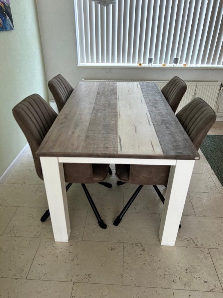 Rechthoekige eethoek met 4 stoelen (Spijkenisse), Ophalen, Zo goed als nieuw, Vier