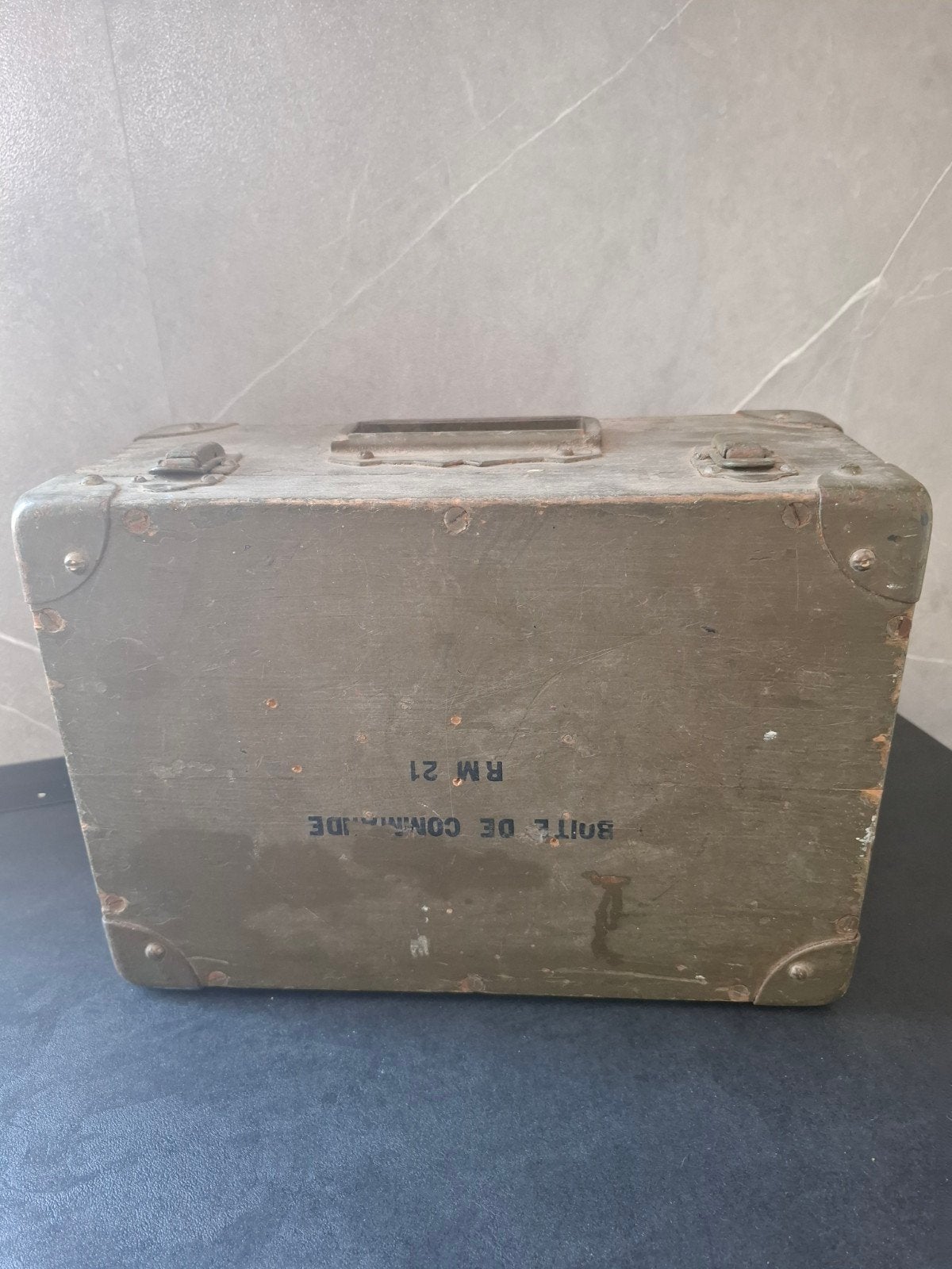 Vintage Militaire Houten Kist - Boîte de Commande RM 21, Verzamelen, Ophalen of Verzenden