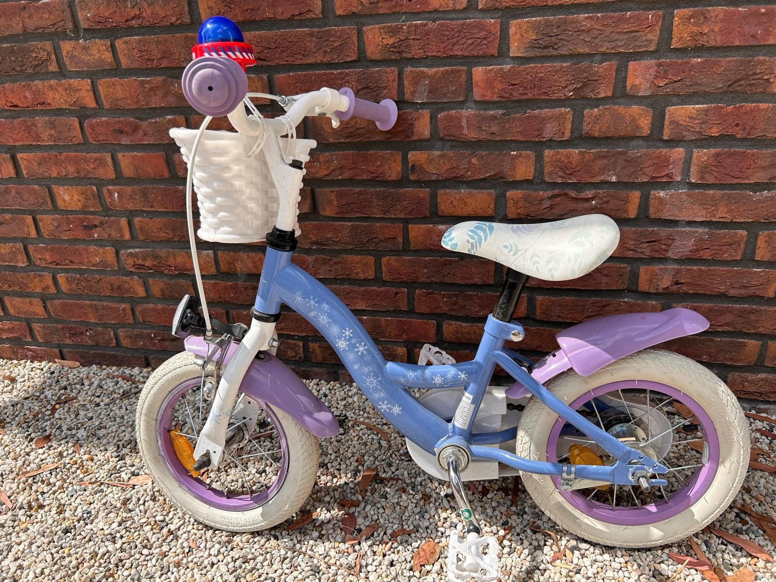 Kinderfiets Frozen met zijwieltjes (12”), Ophalen, Terugtraprem, Zijwieltjes, 16 tot 20 inch