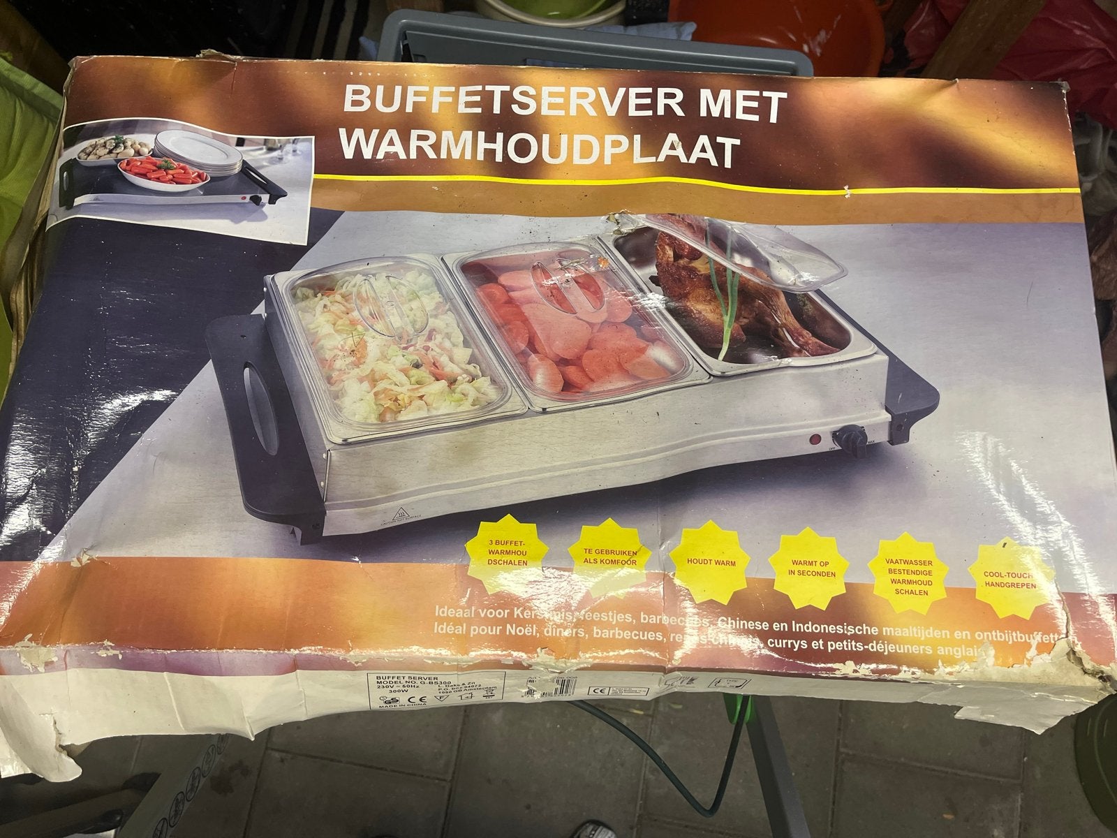 Buffetserver met warmhoudplaat - Ideaal voor feesten, Ophalen, Zo goed als nieuw