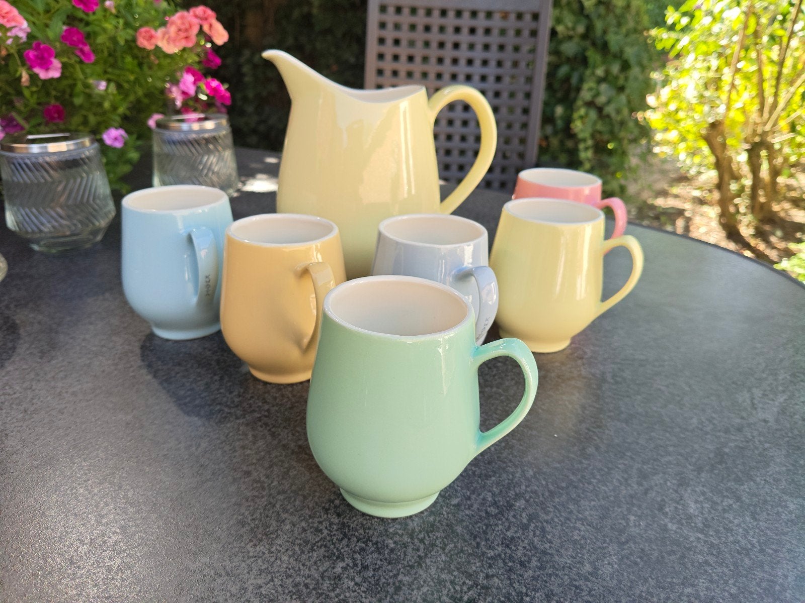 pastel melkkan met bekers, Ophalen of Verzenden