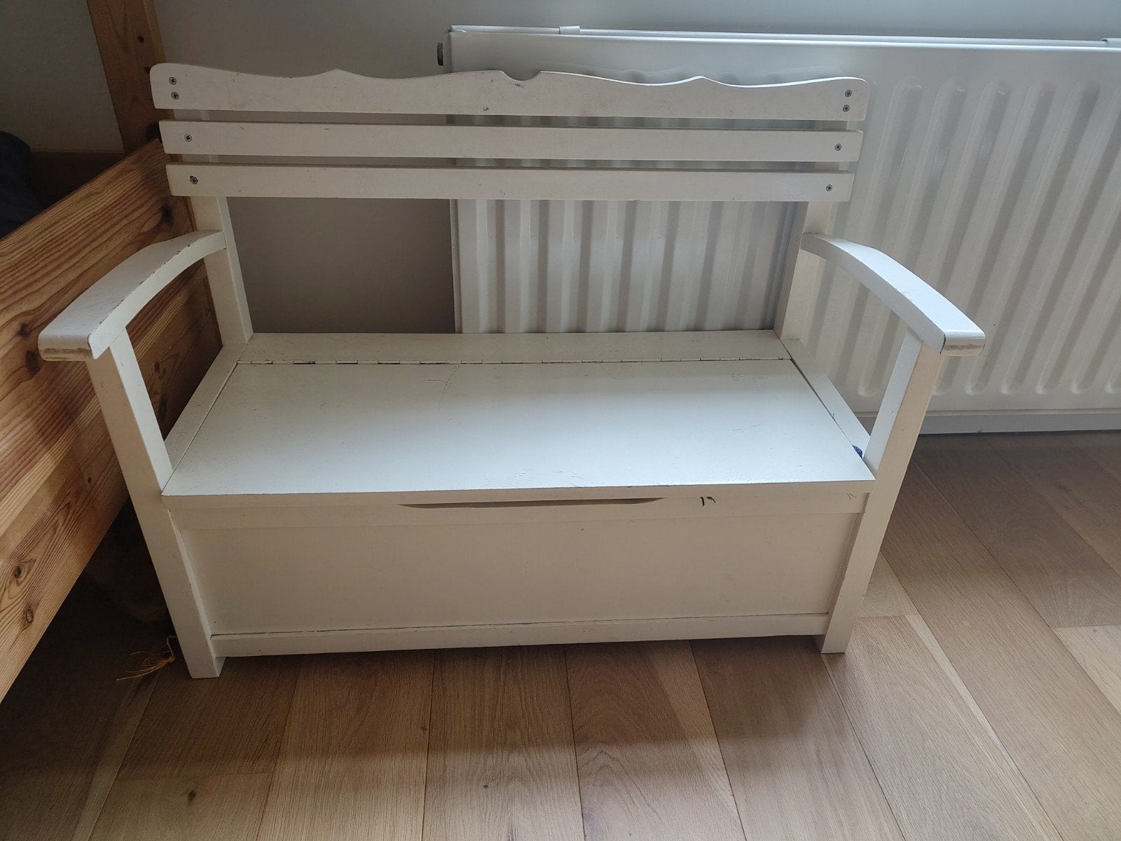 Kinderbankje met opbergruimte - Wit, Kinderen en Baby's, Kinderkamer | Tafels en Stoelen, Ophalen of Verzenden, Gebruikt, Stoel(en)