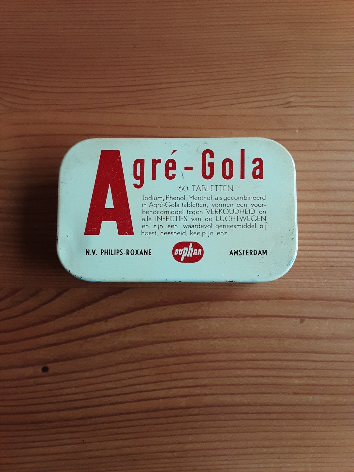 AGRË - GOLA , AMSTERDAM Tabletten., Verzamelen, Blikken, Ophalen of Verzenden, Gebruikt, Overige