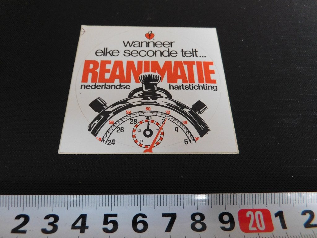 sticker Nederlandse Hartstichting REANIMATIE *, Verzamelen, Ophalen, Zo goed als nieuw
