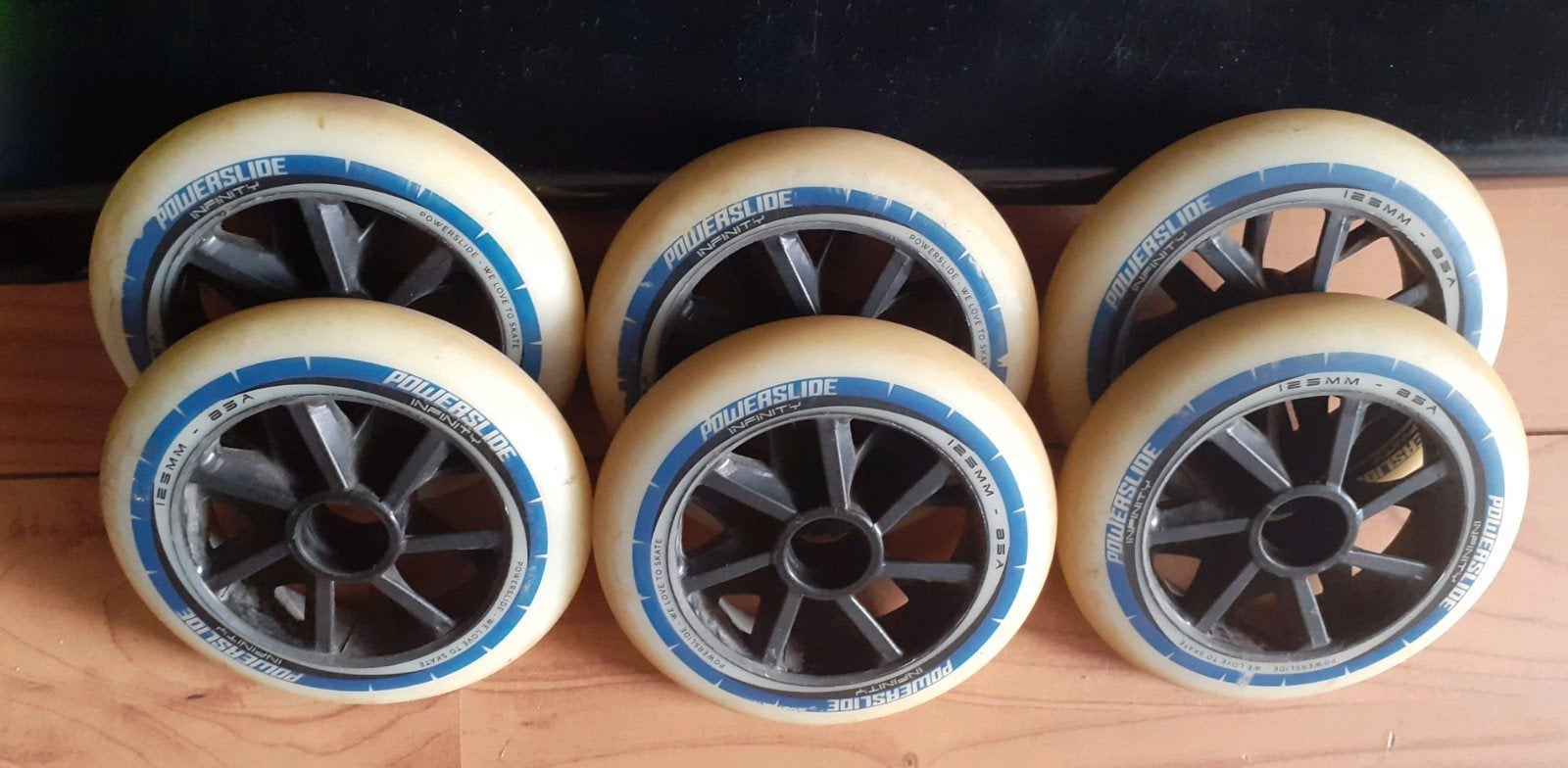 Powerslide Infinity 125mm 85A wielen (6 stuks), Sport en Fitness, Skeelers, Gebruikt, Kinderen, Ophalen of Verzenden, Wielen of Lagers