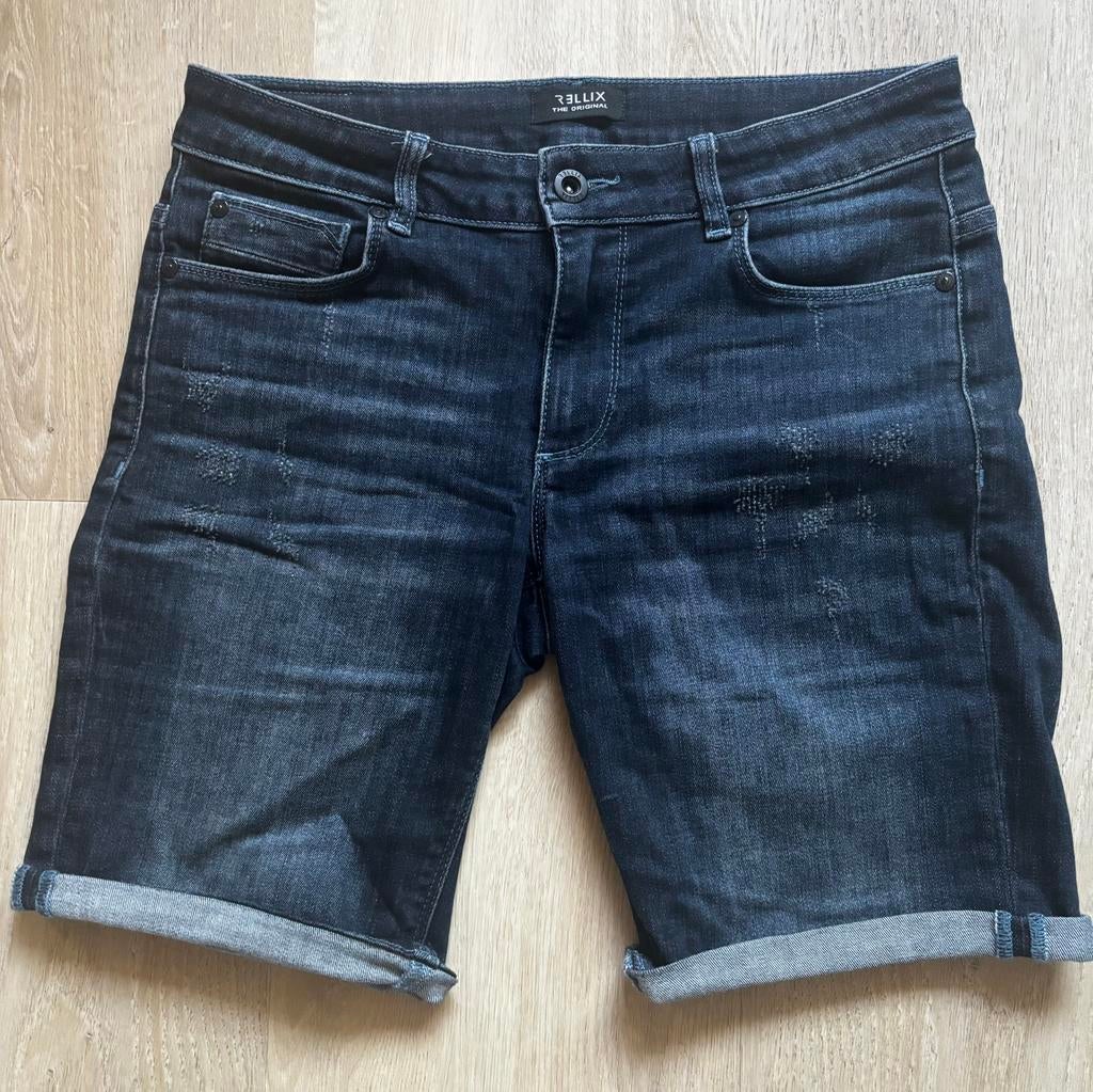 Donker blauwe jeans short RELLIX maat 170, Ophalen of Verzenden, Zo goed als nieuw, Jongen, Broek