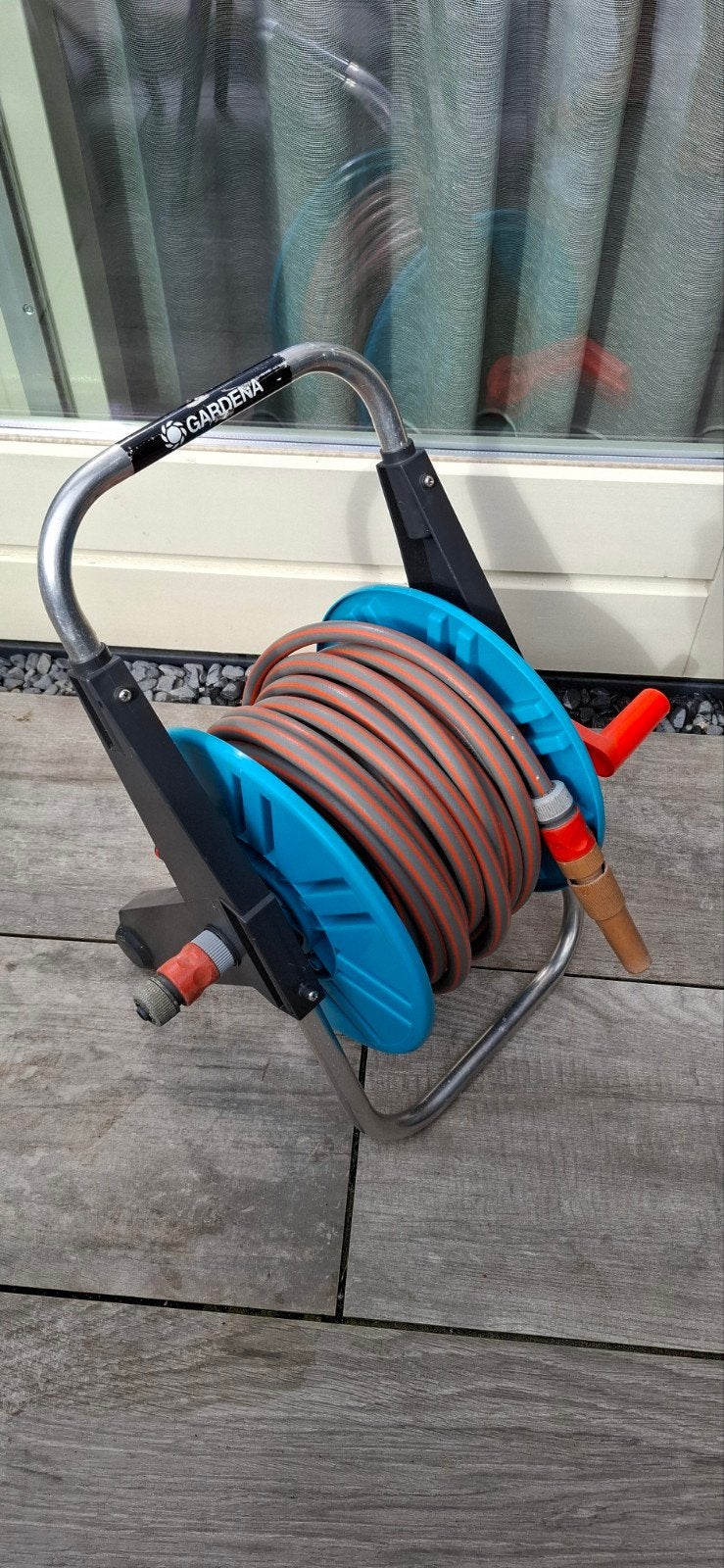 Gardena Tuinslanghaspel met slang 20 meter - Gebruikt, Tuin en Terras, Ophalen, Gebruikt, Tuinslanghaspel