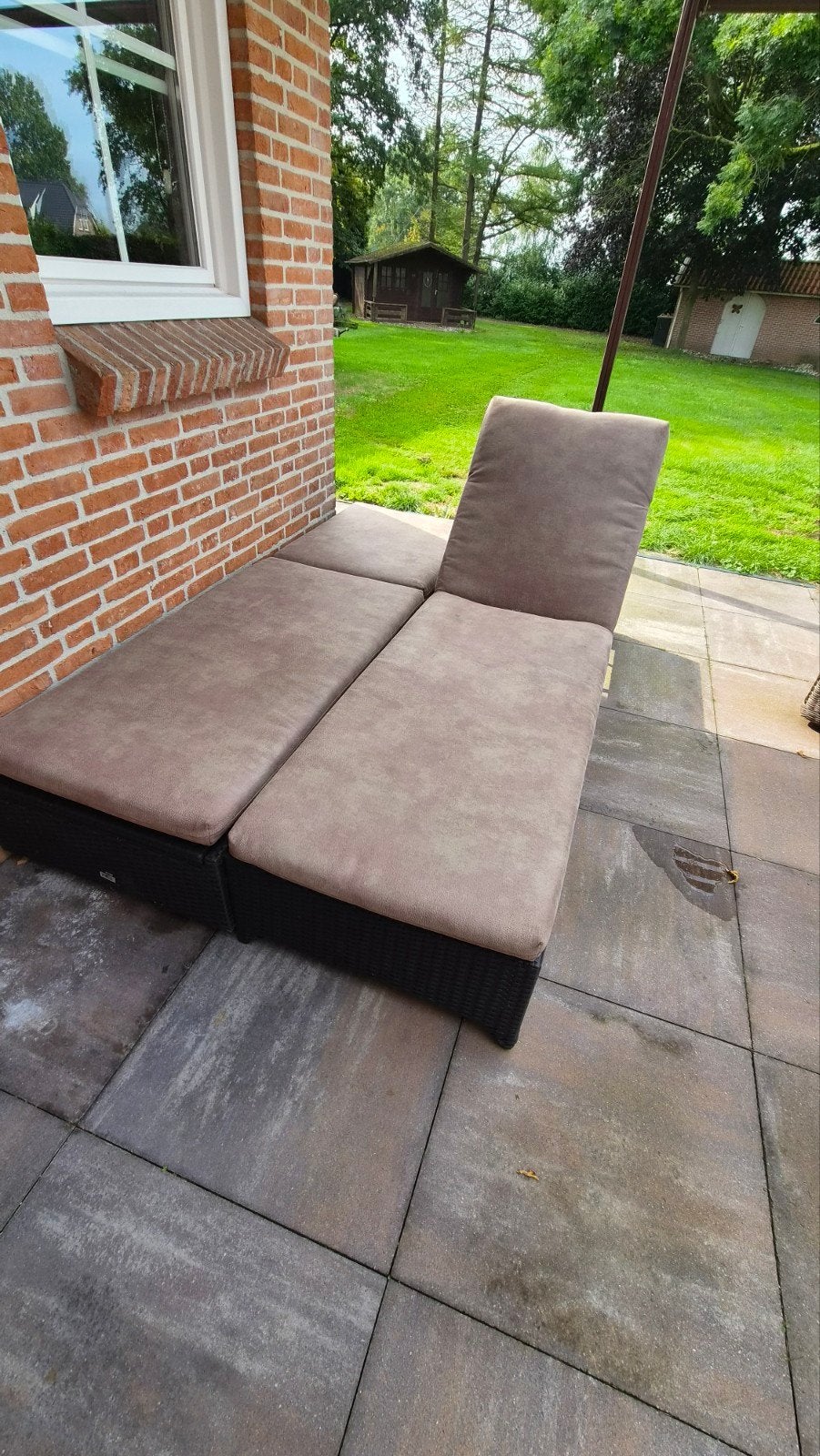 Wicker ligbed met verstelbare rugleuning, Tuin en Terras, Ophalen, Gebruikt, Wicker, Verstelbaar