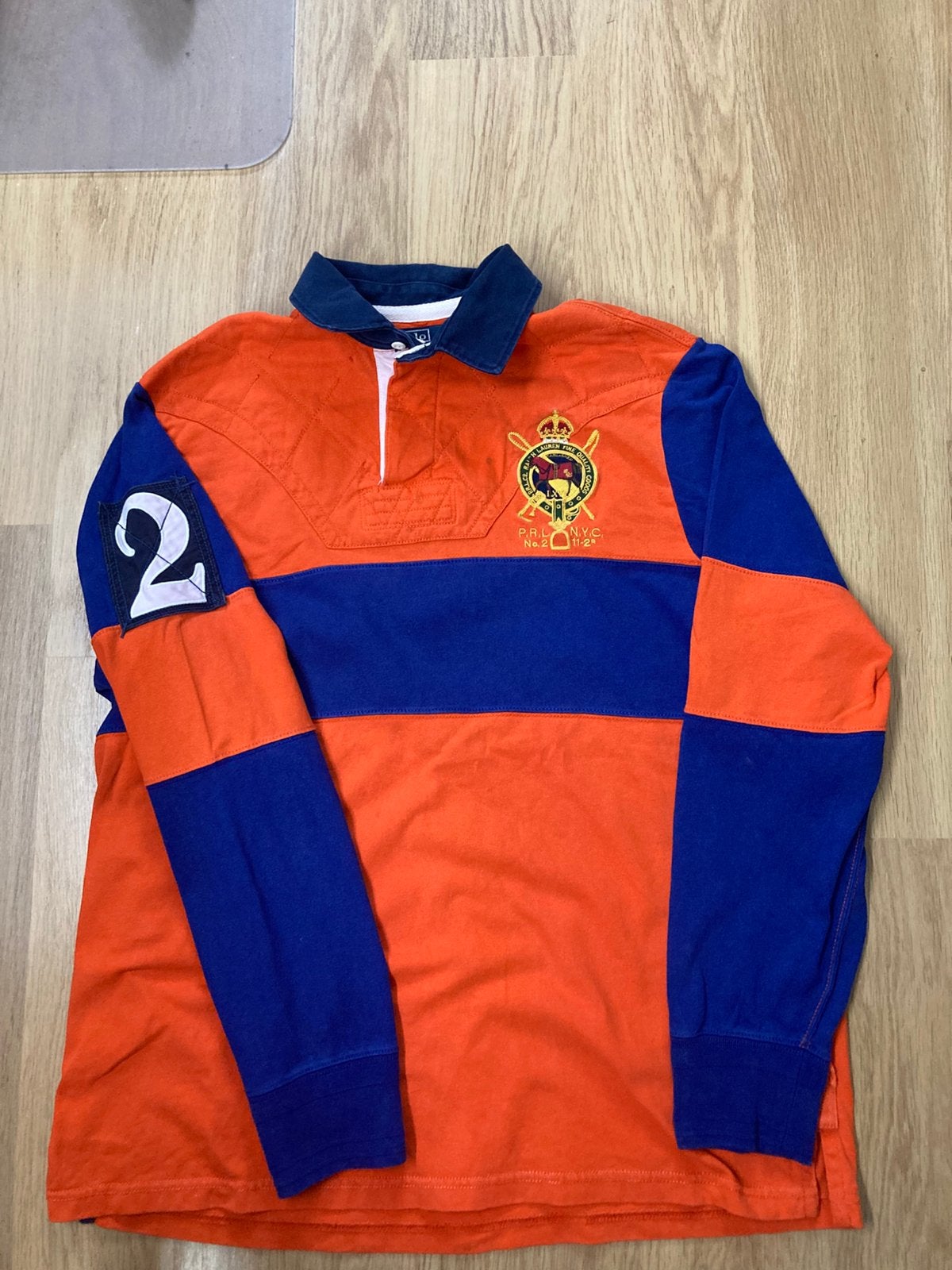 Vintage Ralph Lauren PRL NYC Rugby Shirt Size XL Striped, Ralph Lauren, Maat 56/58 (XL), Oranje, Ophalen of Verzenden