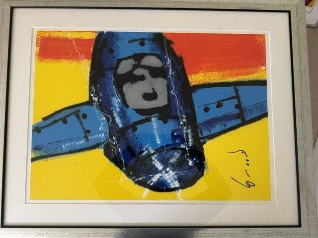 Herman Brood Zeefdruk Vliegtuig, Antiek en Kunst, Gelimiteerde oplage, Ophalen, Zeefdruk
