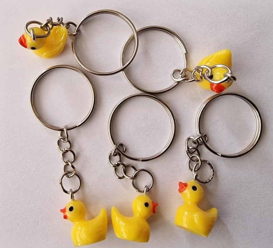 5 Mini eendjes sleutelhangers (€2,- per 5 stuks), Ophalen of Verzenden, Nieuw, Dier of Natuur