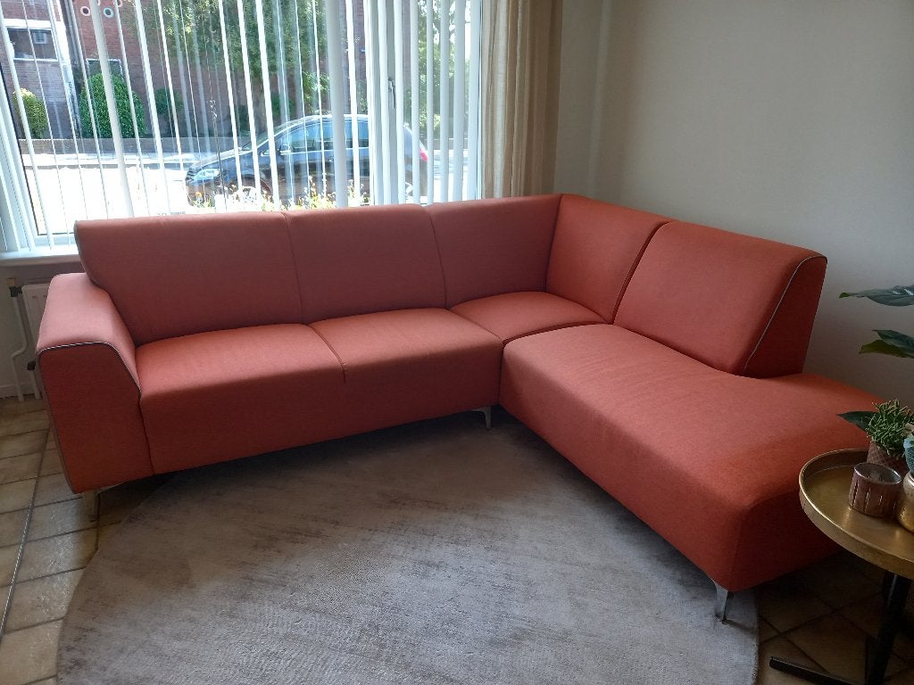 Hoekbank Oranje, Huis en Inrichting, Banken | Bankstellen, Ophalen, Gebruikt, Hoekbank, 200 tot 250 cm