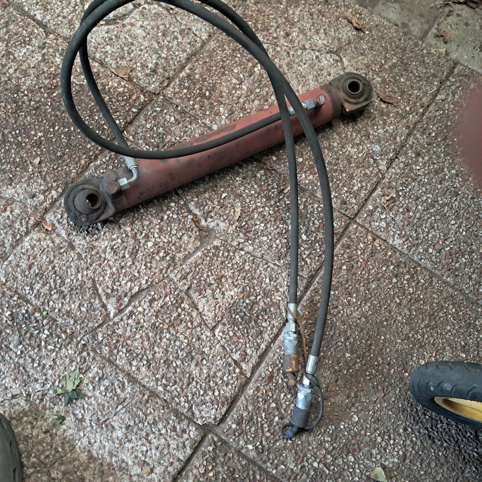 Hydraulische cilinder met slangen, Ophalen of Verzenden