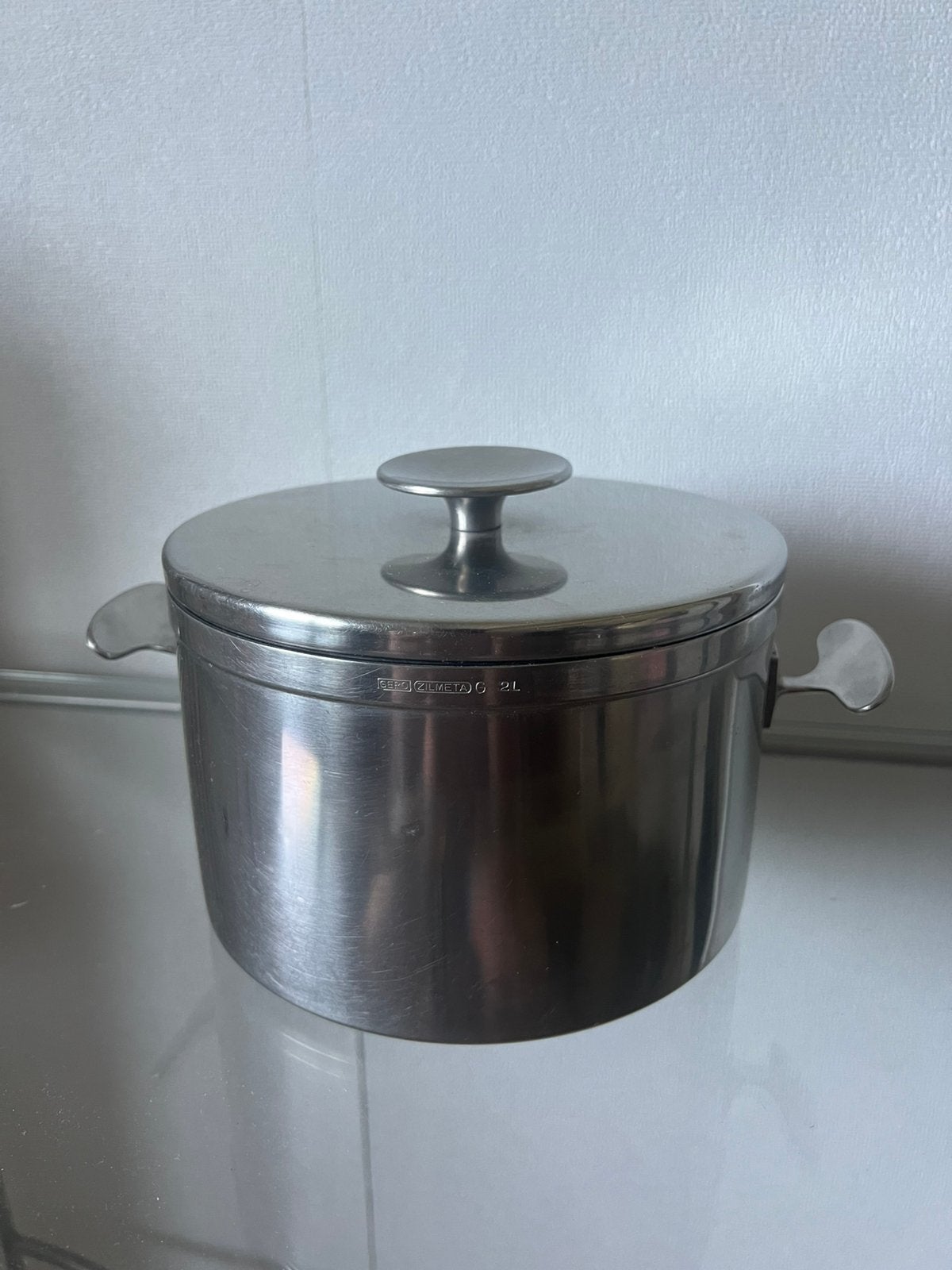 Gero Zilmeta 2L pan Dick Simonis 1958, Huis en Inrichting, Keuken | Potten en Pannen, Ophalen, Zo goed als nieuw, Rvs, Kookpan of Snelkookpan