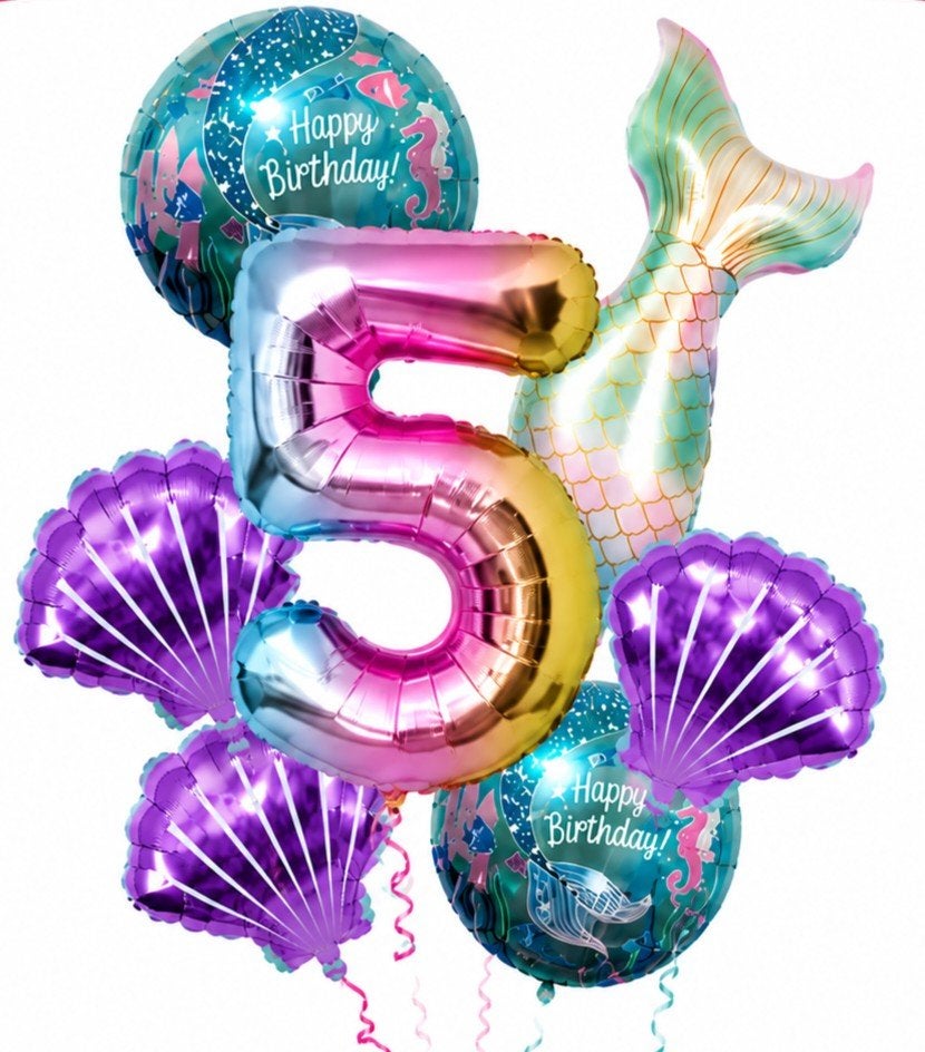 Zeemeermin Ballonnenset Nummer 5 - Verjaardagsdecoratie, Ophalen of Verzenden, Nieuw, Versiering, Verjaardag