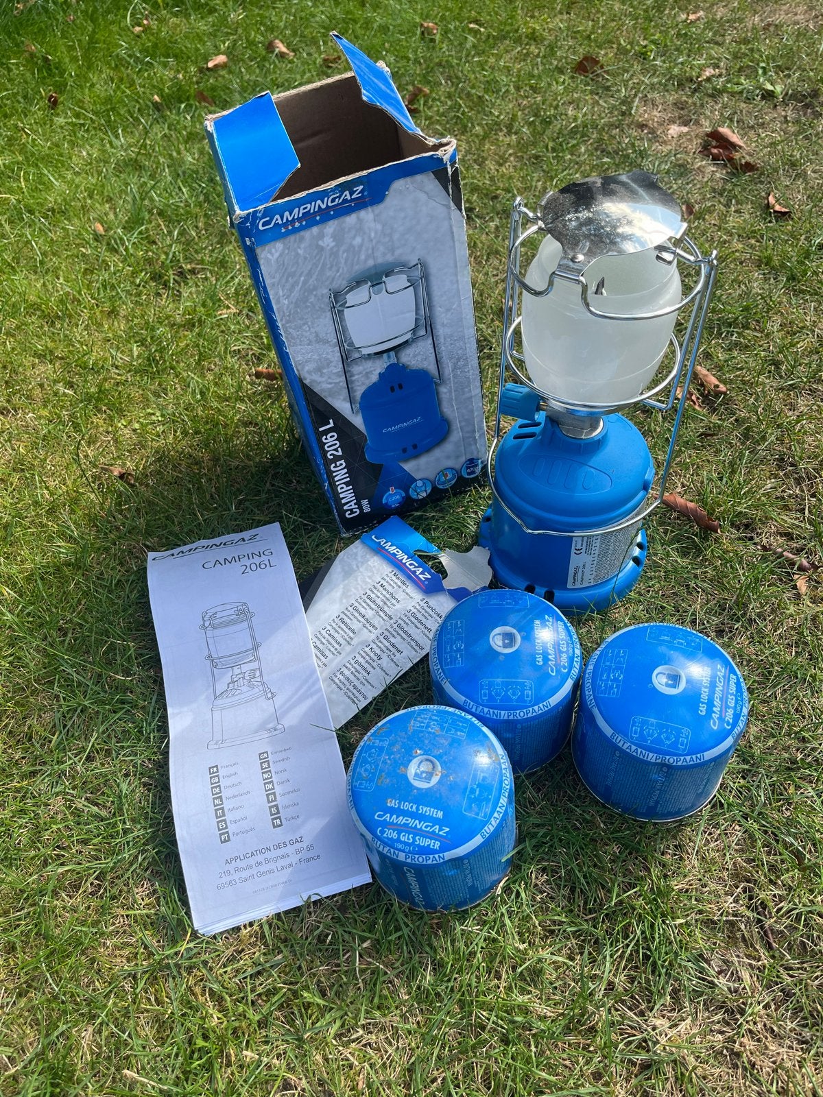Campingaz 206 L gaslamp met 3 gaspatronen, Caravans en Kamperen, Ophalen, Zo goed als nieuw