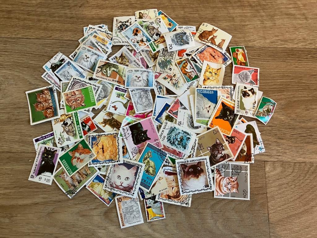 Te koop: Verzameling kattenpostzegels uit diverse landen, Ophalen of Verzenden, Buitenland