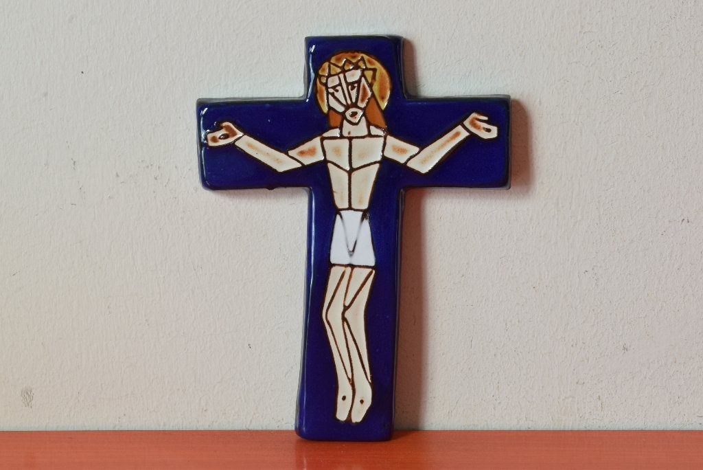 Retro vintage Potters Keramiek Oisterwijk crucifix / kruis, Ophalen of Verzenden