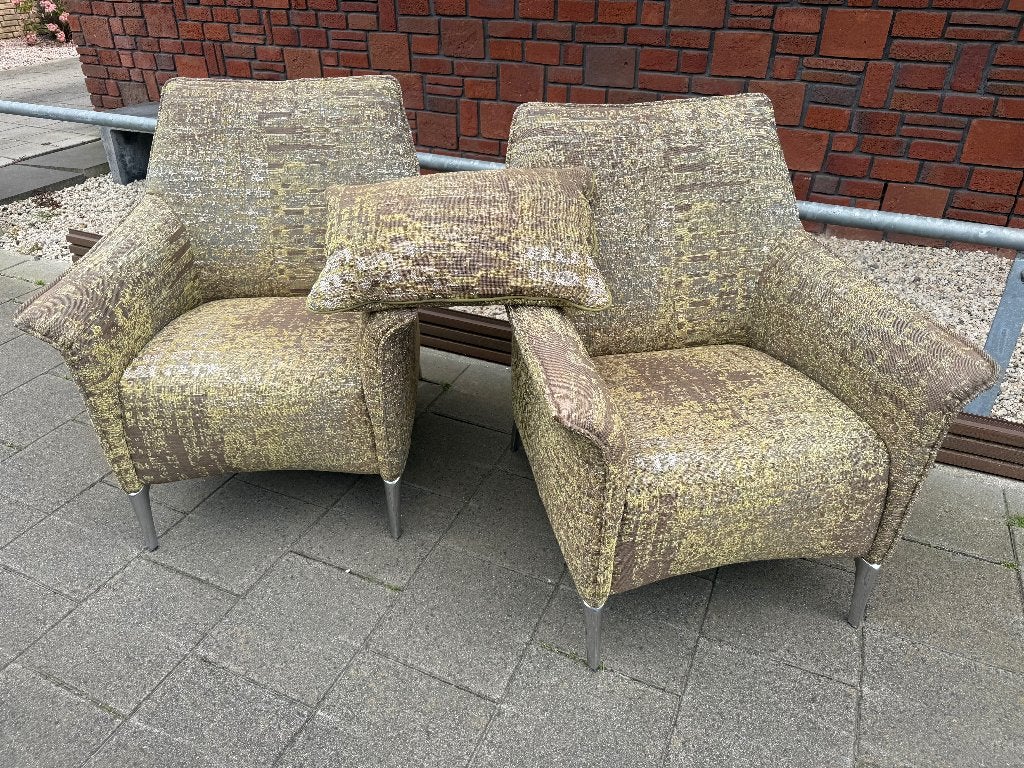 2 Leolux Mayuro fauteuils, Ophalen, Gebruikt, 75 tot 100 cm, Stof