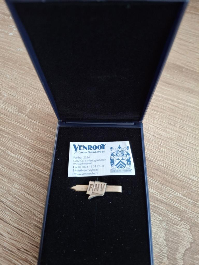 FNV speldje 925 zilver., Sieraden, Tassen en Uiterlijk, Manchetknopen, Ophalen of Verzenden, Zo goed als nieuw, Zilver