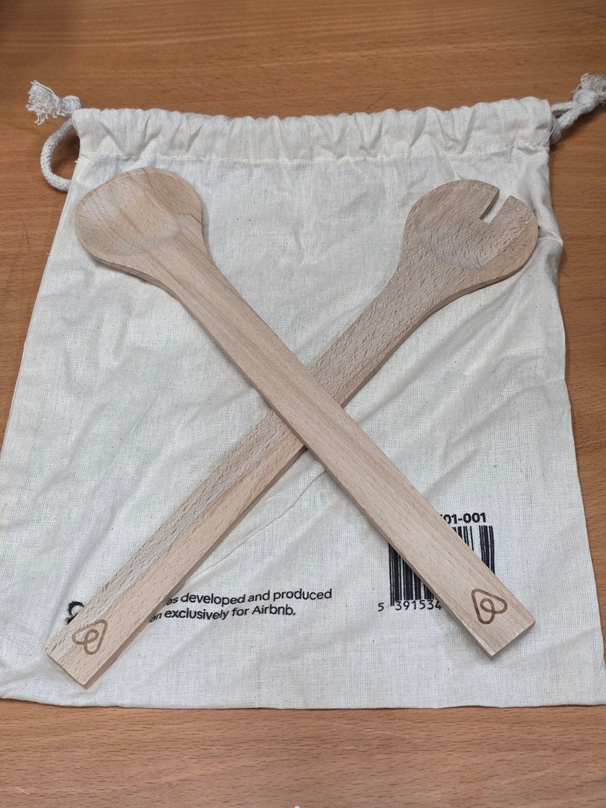 Houten Serveerlepels met Airbnb Logo - Nieuw in Zakje, Overige typen, Hout, Onbekend, Nieuw