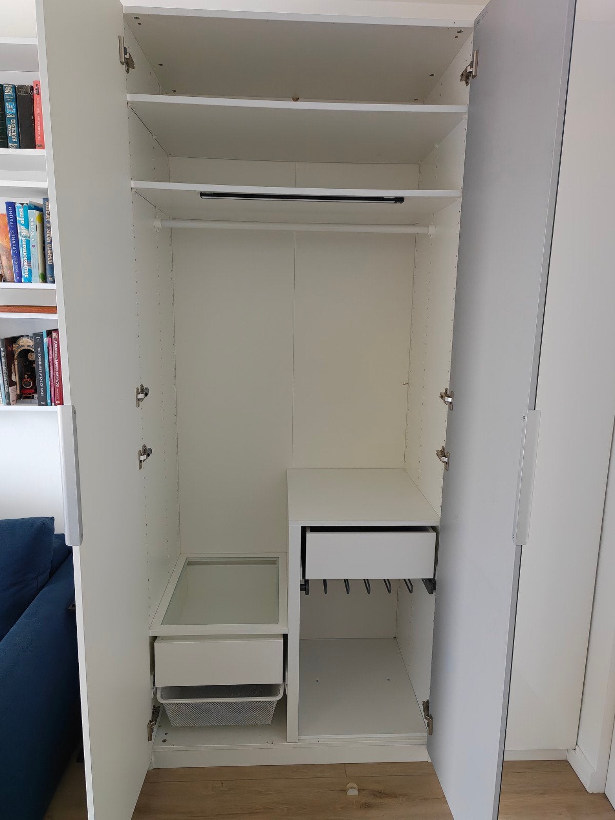 IKEA PAX Kledingkast 150x236x60cm met spiegeldeur en lades, Gebruikt, 100 tot 150 cm, 200 cm of meer, Modern