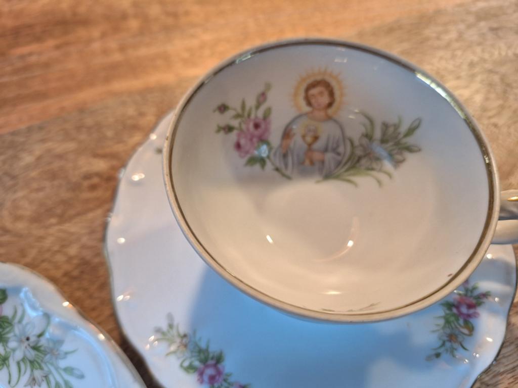 Vintage Communiebord en Kop en Schotel - Eerste Communie, Antiek en Kunst, Ophalen