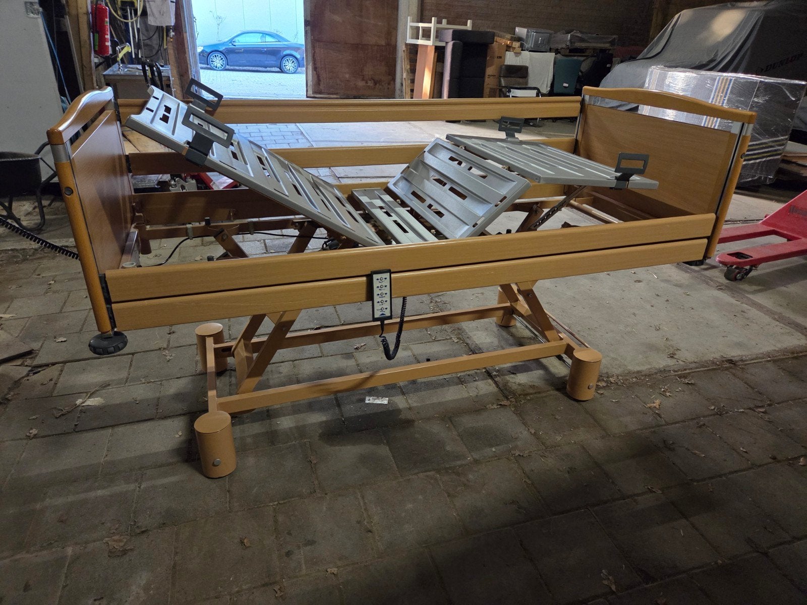 Elektrische verstelbare hoog laag bed zorgbed, ziekenhuisbed, Ophalen, Eenpersoons, Hout, 90 cm