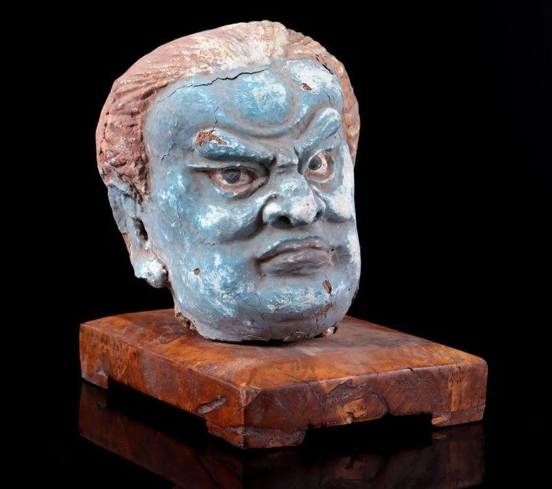 Sculptuur van een hoofd Tempelbeeld Qing Dynastie, Ophalen of Verzenden