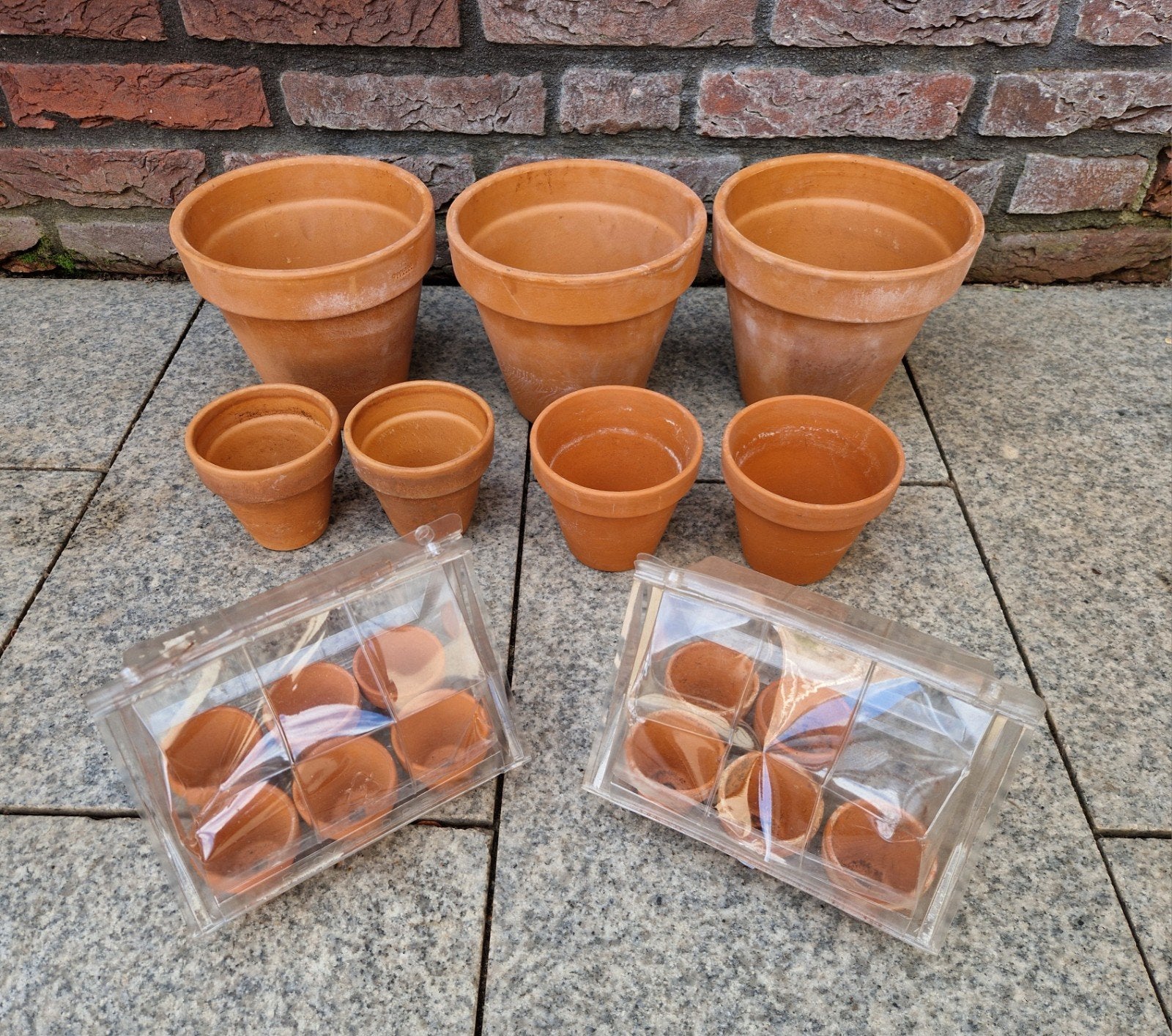 terracotta bloem/kweekpotjes., Tuin en Terras, Gebruikt, Rond, Ophalen of Verzenden, Binnen
