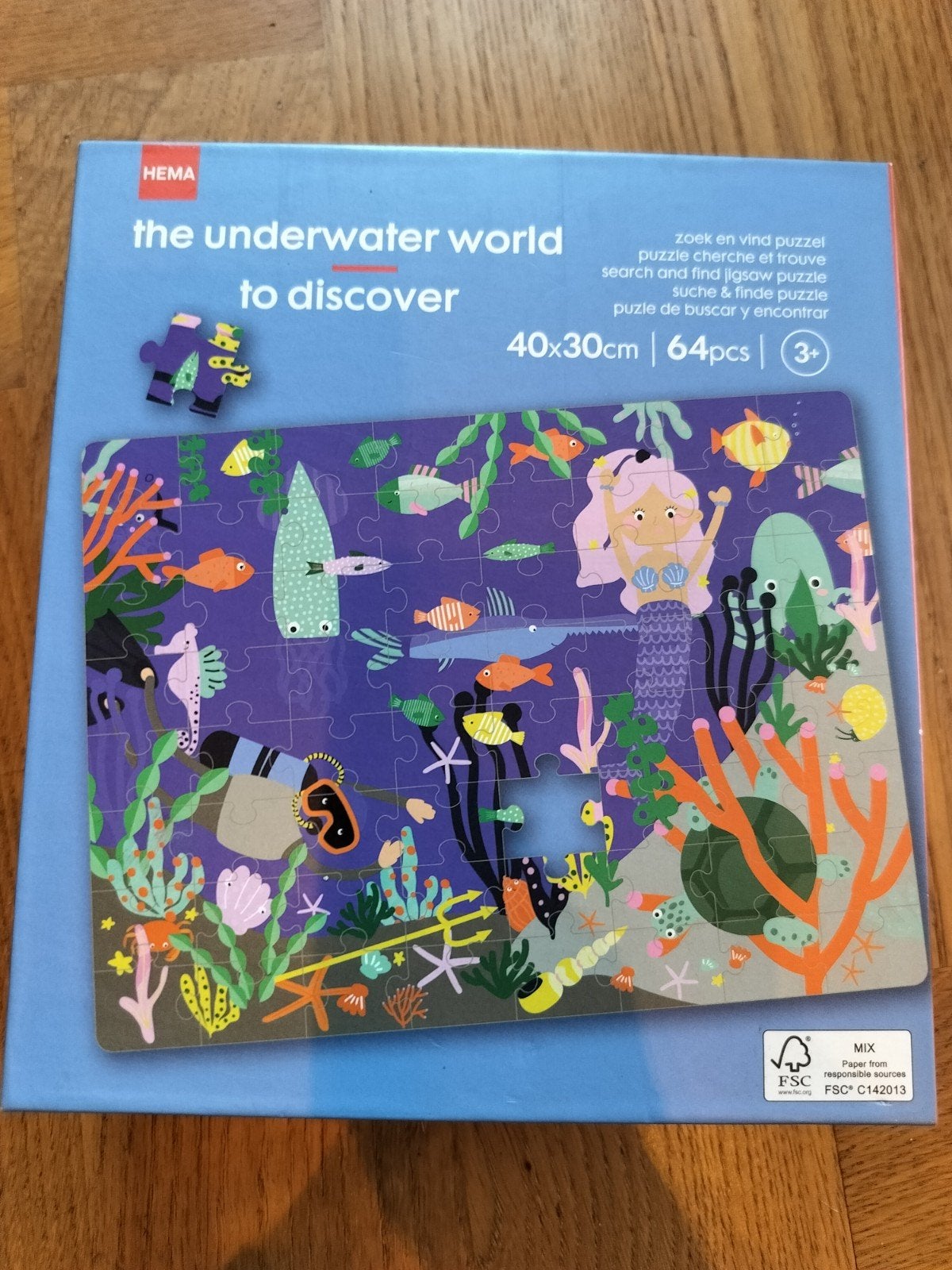 Zoek- en Vindpuzzel 64 stukjes Hema Onderwaterwereld, Ophalen, Meer dan 50 stukjes, Zo goed als nieuw, 2 tot 4 jaar