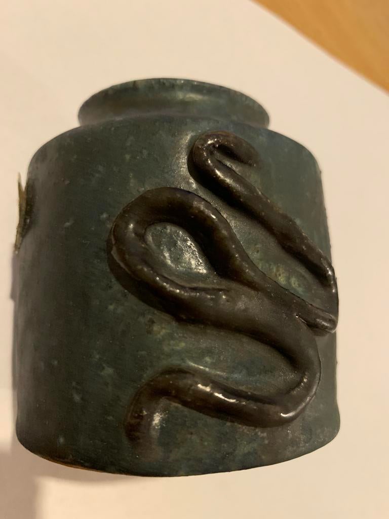 Antiek keramiek pot met slang figuur, Antiek en Kunst, Ophalen of Verzenden