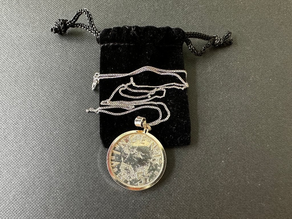 Zilveren ketting + hanger met Van Gogh / Beatrix munt, Met hanger, Nieuw, Ophalen of Verzenden, Zilver