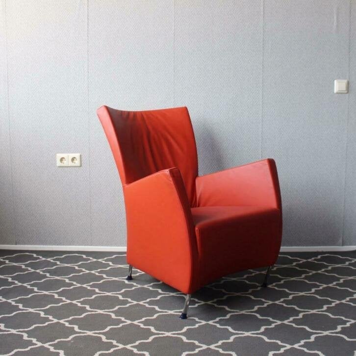 2 Zeer nette Montis Windy fauteuils Tomato / Oranje, Huis en Inrichting, Fauteuils, Niet ingevuld, Niet ingevuld, Leer, Ophalen of Verzenden