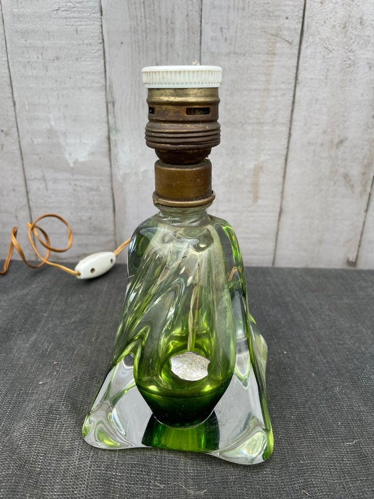 gesigneerde groene staande lamp van Val Saint Lambert., Antiek en Kunst, Antiek | Lampen, Ophalen