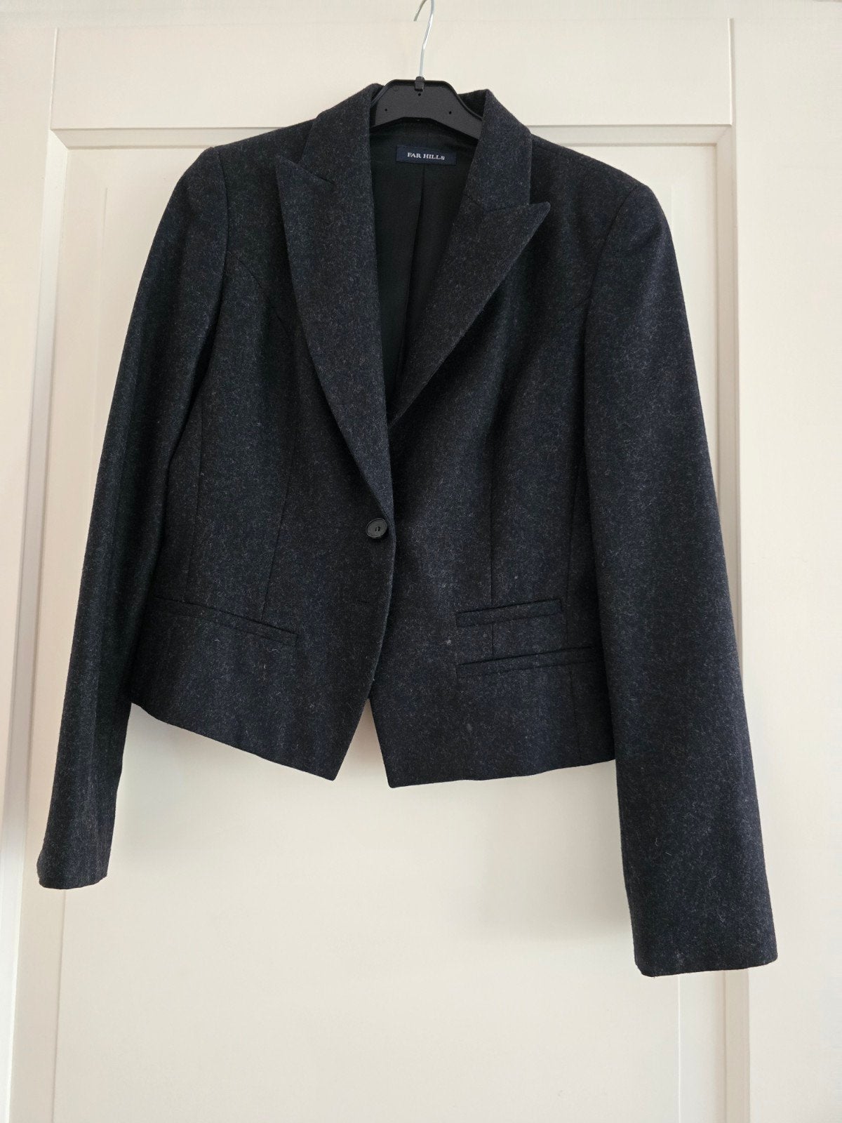Far Hills Jasje - Donkergrijs met Wol en Kasjmier, Kleding | Dames, Far Hills, Ophalen of Verzenden, Zo goed als nieuw, Jasje