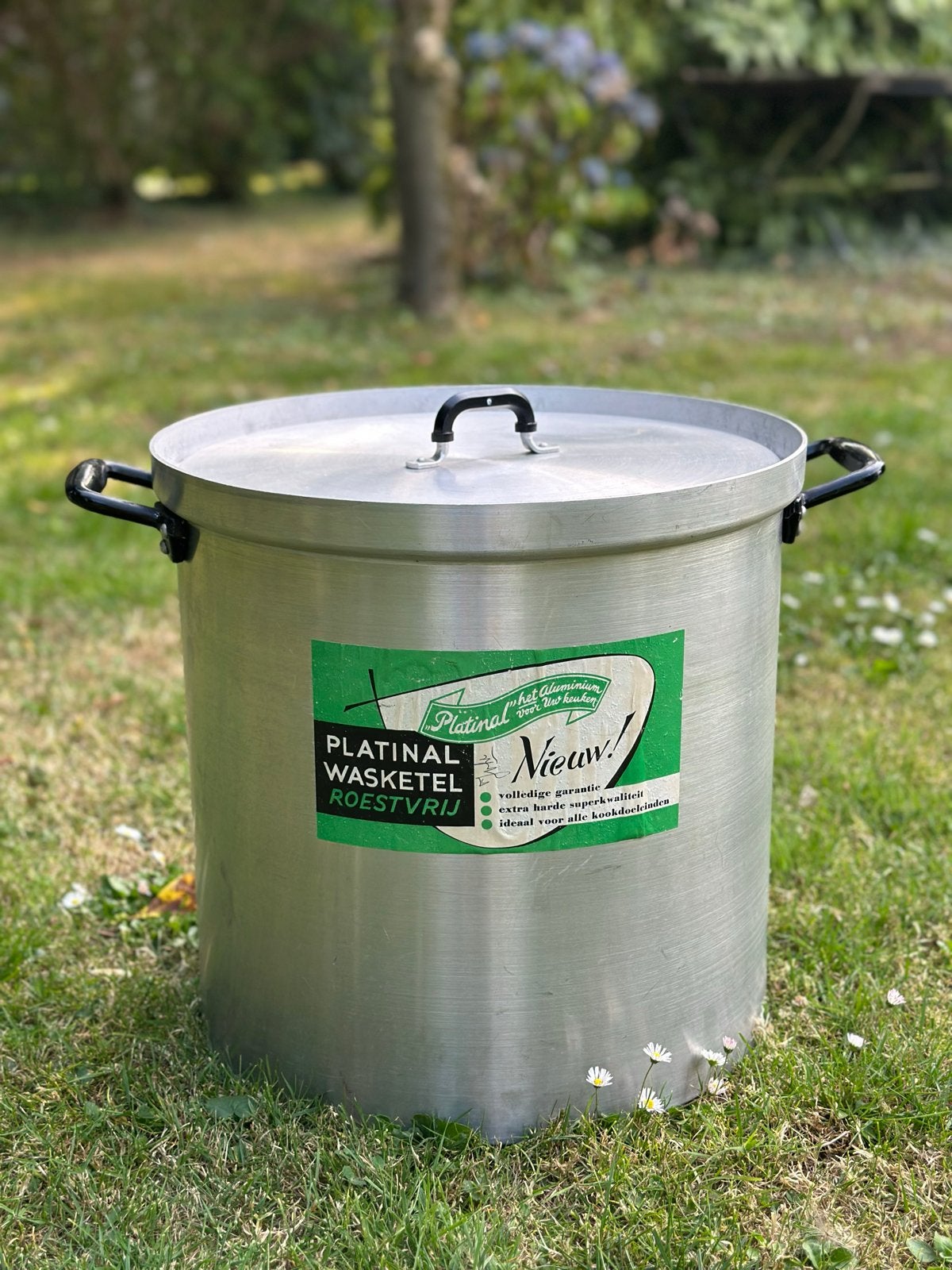 Platinal Wasketel Aluminium Roestvrij - Ø 40 cm, H 38,5 cm, Gebruikt, Met deksel, Aluminium, Ophalen of Verzenden