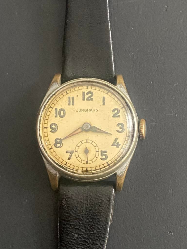 Junghans J80 horloge Tweede Wereldoorlog, Ophalen of Verzenden, Leer, Overige merken