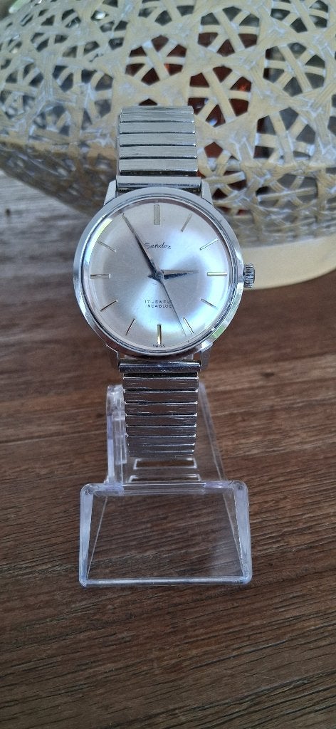 Sandoz mechanisch herenhorloge (vintage)., Overige merken, Staal, Gebruikt, Staal