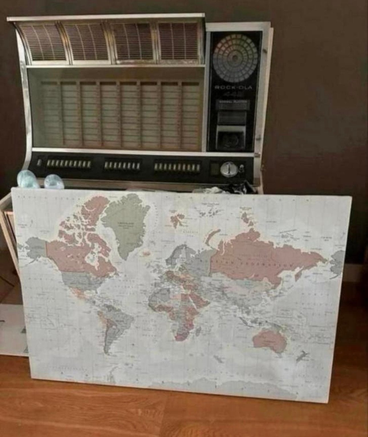 Canvas schilderij - wanddecoratie van de wereldkaart, Ophalen, Zo goed als nieuw