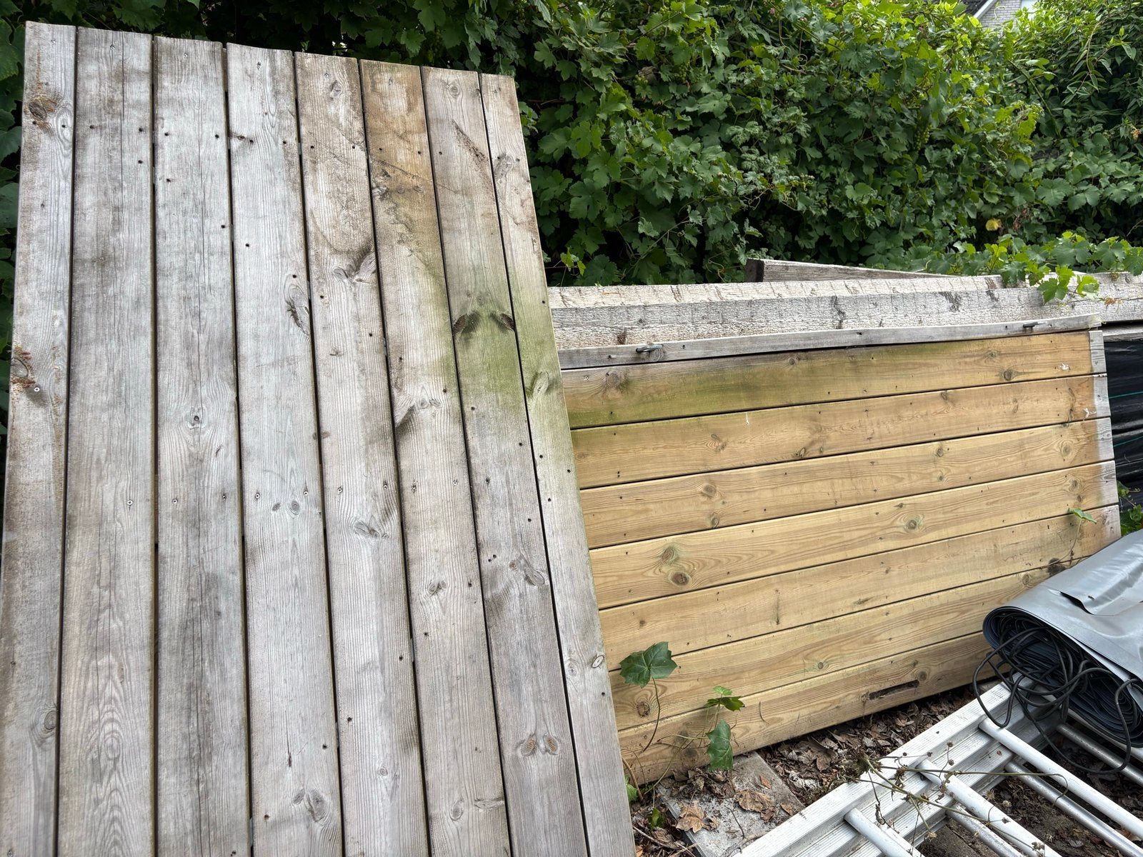 Dubbele houten poort 200x100, Tuin en Terras, Ophalen, Gebruikt, Planken, Hardhout