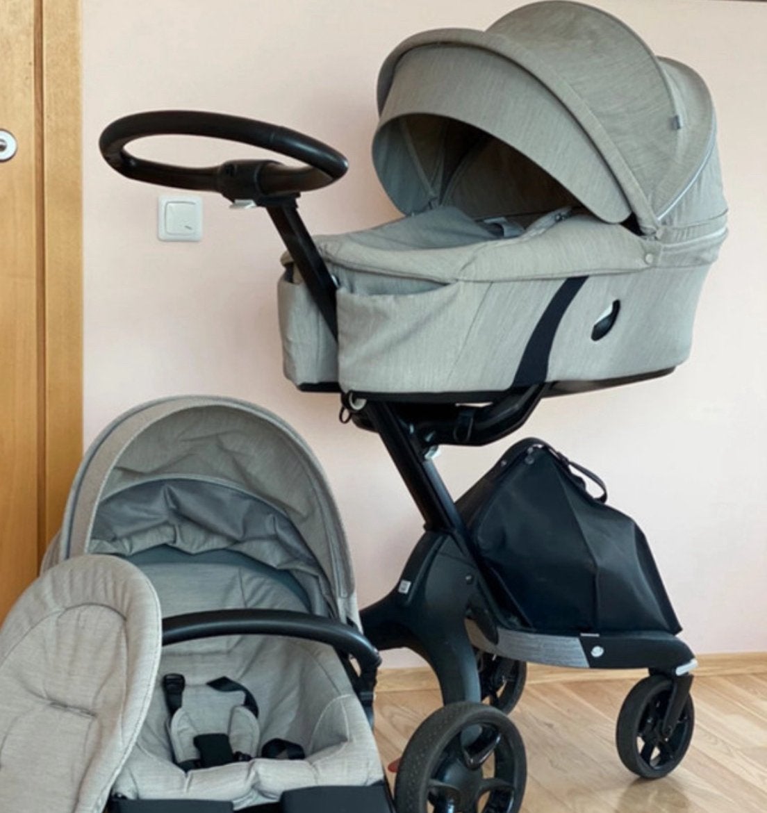 Stokke Xplory inclusief toebehoren, Kinderen en Baby's, Kinderwagens en Combinaties, Verstelbare duwstang, Zo goed als nieuw, Ophalen