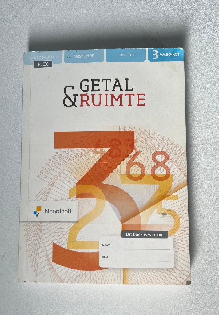 Getal en ruimte wiskunde 3 VMBO KGT Leerboek deel 2, Boeken, VMBO, Overige vakken, Noordhoff, Ophalen of Verzenden