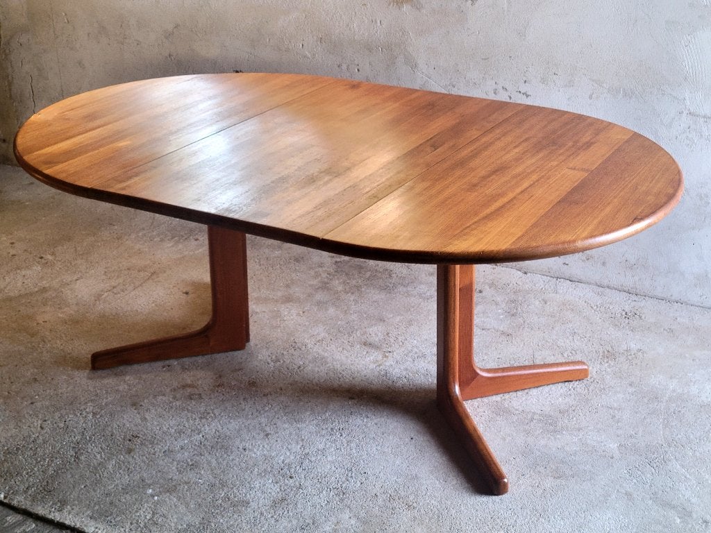 Massief teak Deense uitschuifbare eettafel 1960, Gebruikt, 100 tot 150 cm, Teakhout, 200 cm of meer