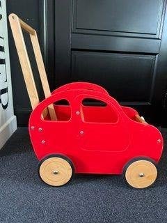 Houten loopwagen auto Rood, Ophalen, Zo goed als nieuw, Duw- of Trekspeelgoed