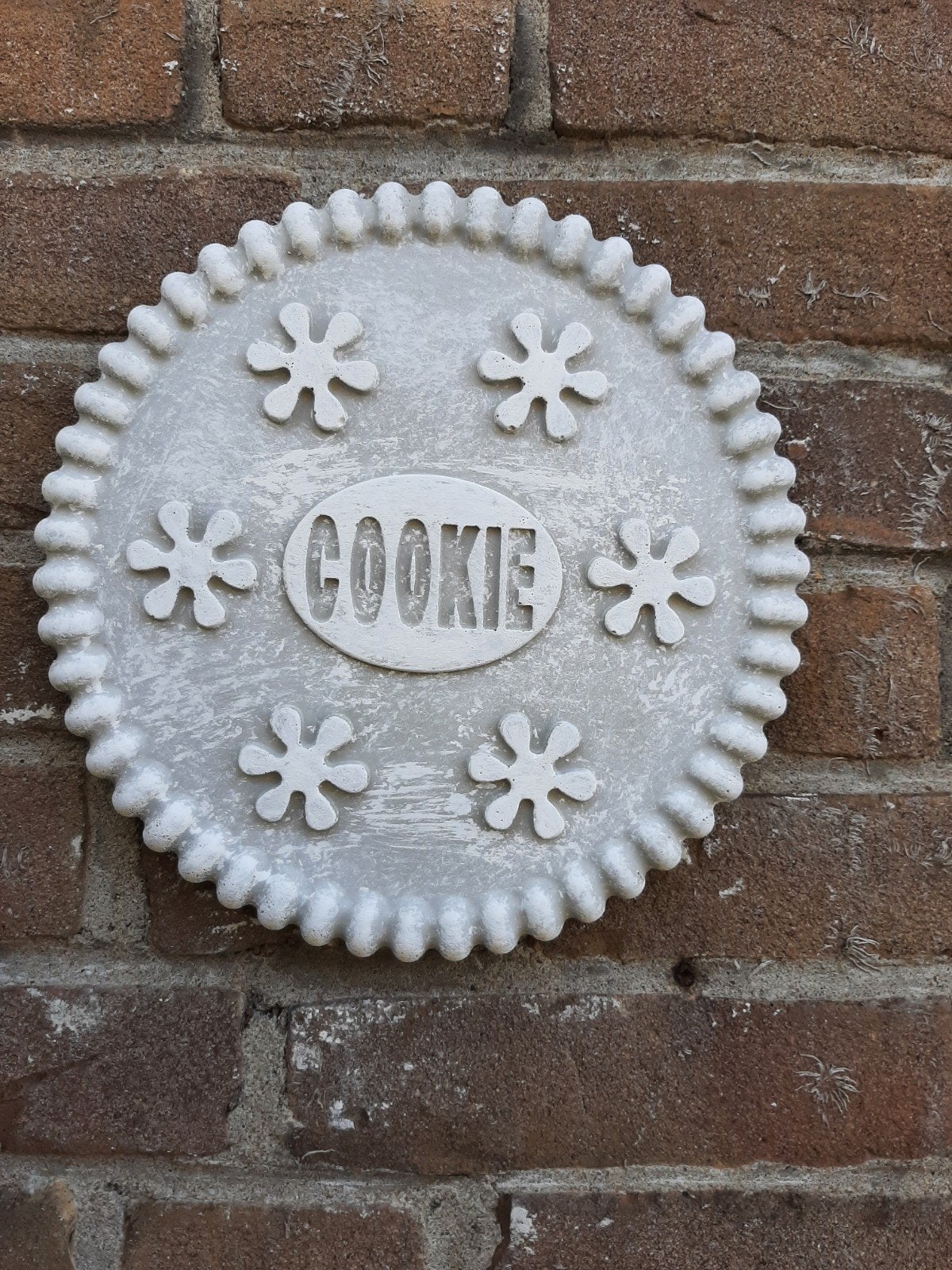 Cookie wanddecoratie betonnen beeld tuinbeeld beton, Ophalen of Verzenden